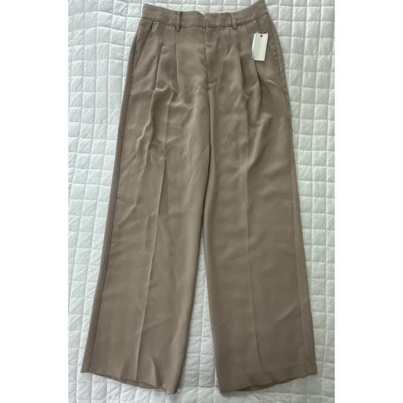 GOOD AMERICAN Womens Pants 10/30 Khaki Chino Wide Leg Trouser High Waisted - Picture 1 of 15